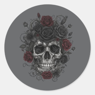 Adesivo Rosas Góticas Caveira – Dia dos Mortos