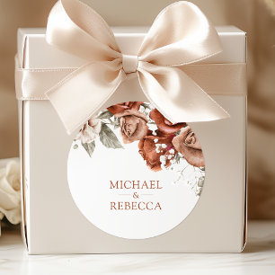 Adesivo Rosas Laranja Queimada Favor de Casamento Floral T