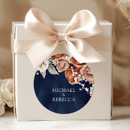 Adesivo Rosas Laranja Queimados Terracotta Marinho Floral 