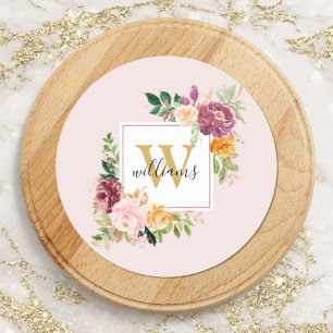 Adesivo Rosas Monograma Aquarela Flores Floral Dourado