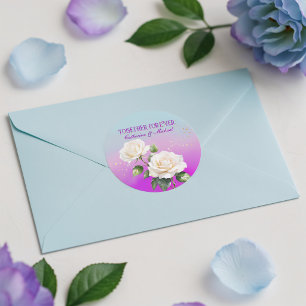 Adesivo Rosas Ombre Aguarela Azul Rosa Roxo Casamento