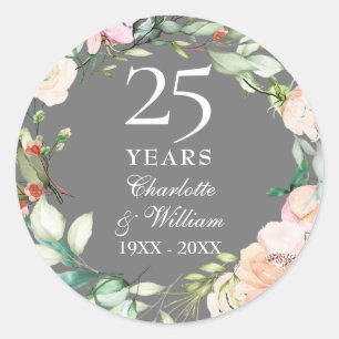 Adesivo Rosas para Aniversário de Casamento de 25 Anos em