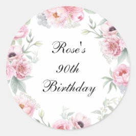 Adesivo Rosas Peônias Papoulas em Aquarela Rosa