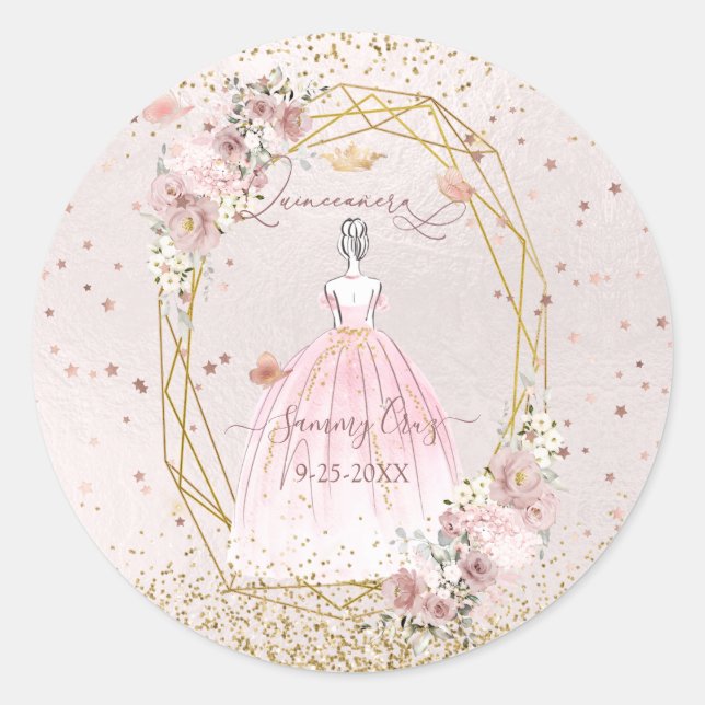 Adesivo Rosas Pink Quinceanera H2 Flores Rosas Empoeiradas (Frente)