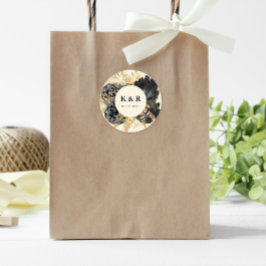 Adesivo Rosas Pretos Dourados Com Água Monograma De Casame