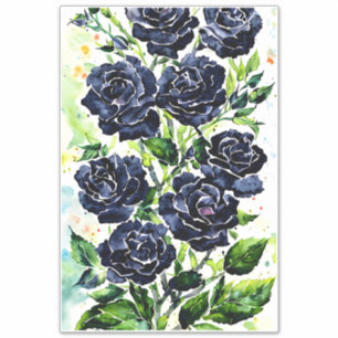 Adesivo Rosas Pretos Flores Gótico Pintura Por Aquarela