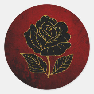 Adesivo Rosas Pretos Góticos Selo Vermelho de Casamento S