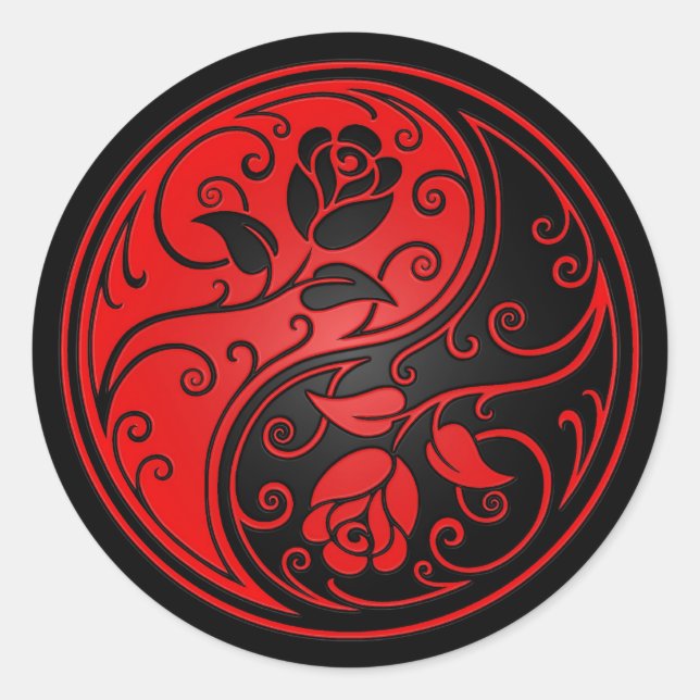 Adesivo Rosas Red and Black Yin Yang (Frente)