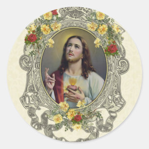 Adesivo Rosas religiosos do coração sagrado Jesus