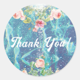 Adesivo Rosas românticas e brilhos obrigado