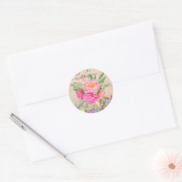 Adesivo Rosas Rosa, Aquarela Floral, Jornal Vintage