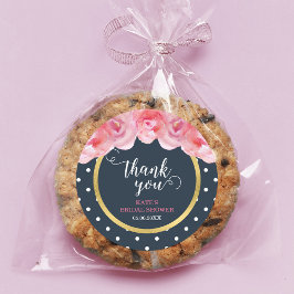 Adesivo Rosas Rosa Bolinhas brancas azuis Obrigado