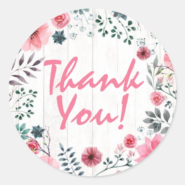 Adesivo Rosas Rosa Chique De Madeira Russo Obrigado (Frente)