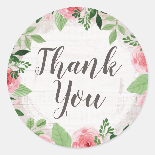 Adesivo Rosas Rosa chique no País Russo Obrigado (Frente)