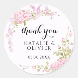 Adesivo Rosas Rosa Desmaiado Chic Obrigado Casamento