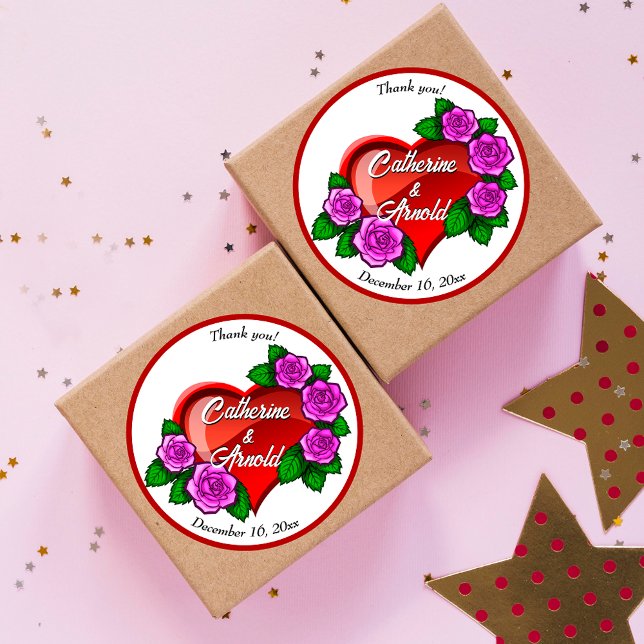 Adesivo Rosas rosa-do-coração Vermelho Obrigado Favor do C (Criador carregado)