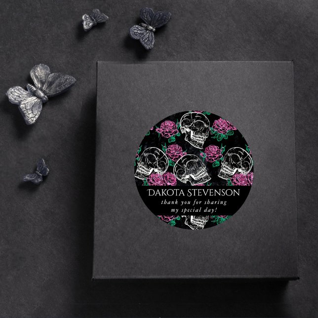 Adesivo Rosas Rosa-do-crânio-açúcar | Gótico - Obrigado (Criador carregado)
