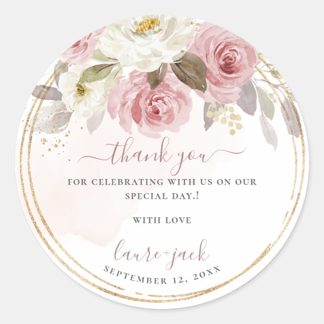 Adesivo Rosas Rosa Dusty H2 do ArtsApp Evento DIY Obrigado (Frente)