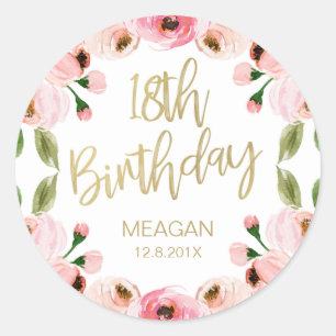 Adesivo Rosas rosa Faux Calliografia Dourada 18 anos