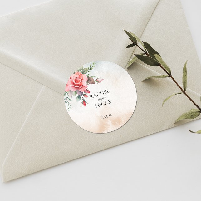 Adesivo Rosas Rosa Românticas De Cores Aquáticas (Criador carregado)