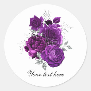 Adesivo Rosas roxas elegantes Casamento personalizável