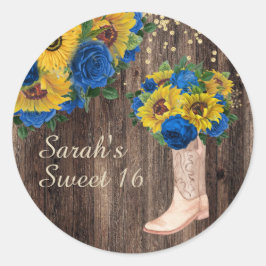Adesivo Rosas Rustic Sunflower Blue Boots Sweet 16