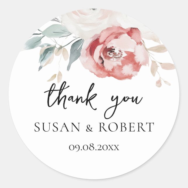 Adesivo Rosas Rústicas Agradecimento de Casamento Minimali (Frente)