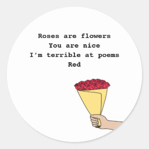 Adesivo Rosas são o dia do Namorados do poema engraçado 