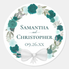 Adesivo Rosas Teal Turquoise & Aqua Casamento Floral Wreat