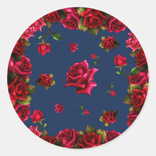 Adesivo Rosas Vermelhas Azul Desgastado Charme Festa de Ca