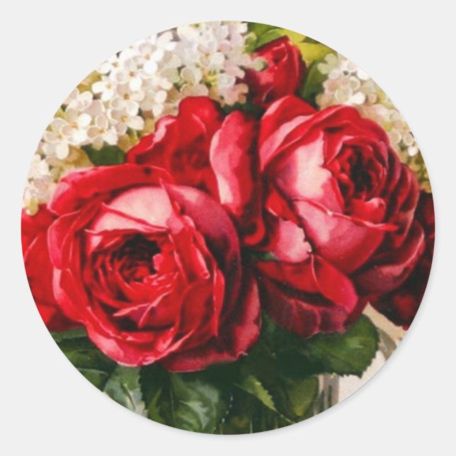 Adesivo Rosas vermelhas de vindima e respiração do bebê (Frente)