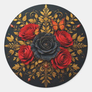 Adesivo Rosas Vermelhas e Pretas Flores Românticas