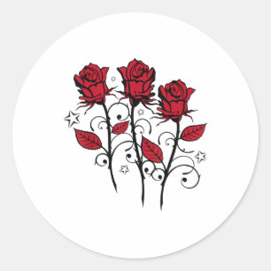 Adesivo Rosas vermelhas Lindas E Folhas Com Estrelas Tatua