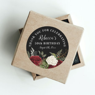 Adesivo Rosas vermelhas no 50º Aniversário Negro Obrigado