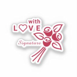 Adesivo Rosas vermelhas personalizadas "Com L ❤️ VE" Vinil