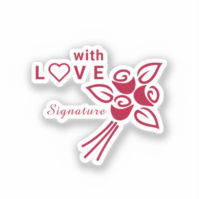 Adesivo Rosas vermelhas personalizadas "Com L ❤️ VE" Vinil (Frente)