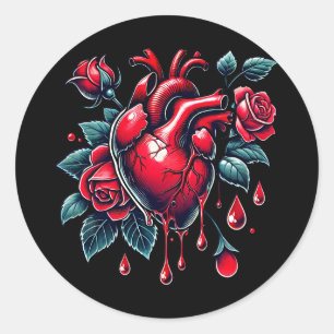 Adesivo Rosas vermelhas Sangrando Coração Parto Arte