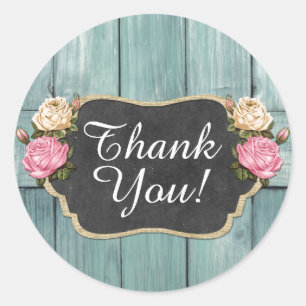 Adesivo Rosas Vintage Desbotadas Obrigado Quadro de Giz Rú