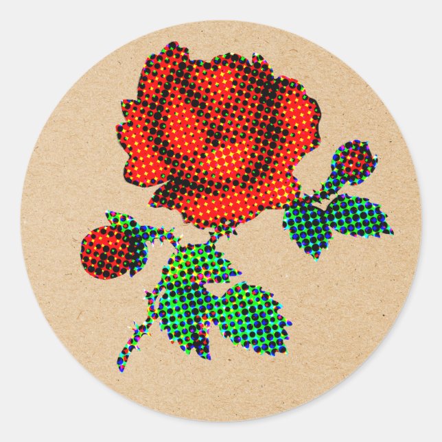 Adesivo Rose Bloom Halftone on Brown Paper Fine Art (Frente)