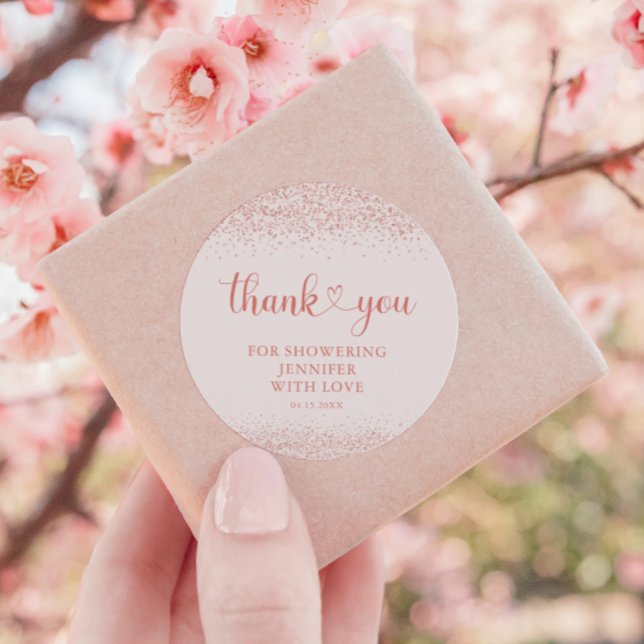 Adesivo Rose Gold Thank You Confetti Heart Sticker (Criador carregado)