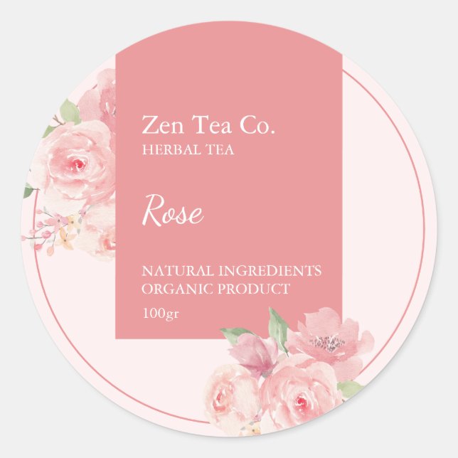 Adesivo Rose Herbal Tea Business Label (Frente)