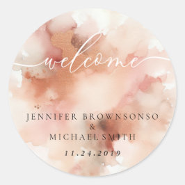 Adesivo RoseGold Earthtone Watercolor Wedding Bem-vindo