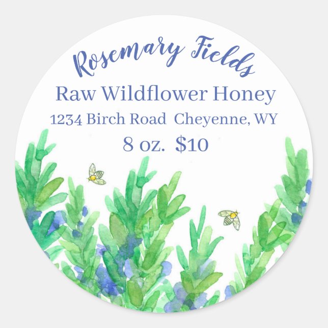 Adesivo Rosemary Herb Bebidas Sanguíneas Mel Para Venda (Frente)