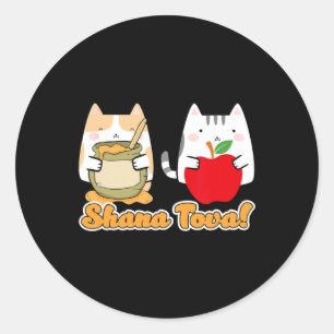 Adesivo Rosh Hashana Para Pessoas De Gato Kawaii - Feliz J