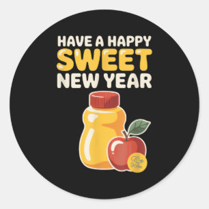 Adesivo Rosh Hashanah Feliz Ano Novo Doce Mel Urso Judaico