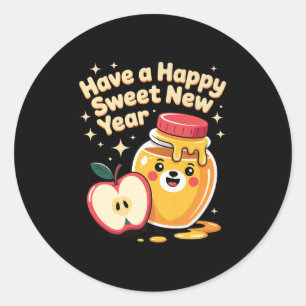 Adesivo Rosh Hashanah Feliz Ano Novo Doce Mel Urso Judeu