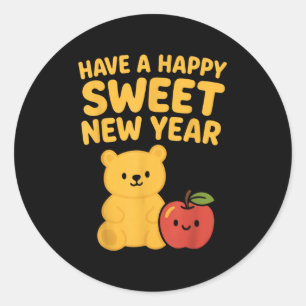 Adesivo Rosh Hashanah Feliz Ano Novo Doce Urso Mel Judeu