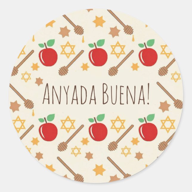 Adesivo Rosh Hashanah Pattern Sticker com Ladino (Frente)