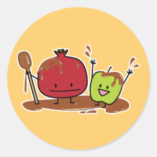 Adesivo Rosh Hashanah pomegranato mel novo judeu