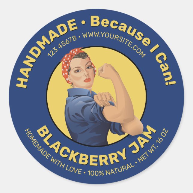 Adesivo Rosie, Riveter Jar Lid Round Sticker (Frente)